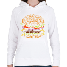 PRINTFASHION Hamburger - Női kapucnis pulóver - Fehér női pulóver, kardigán