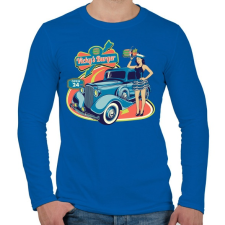 PRINTFASHION Hamburgeres - Férfi hosszú ujjú póló - Királykék férfi póló