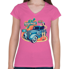 PRINTFASHION Hamburgeres - Női V-nyakú póló - Rózsaszín női póló