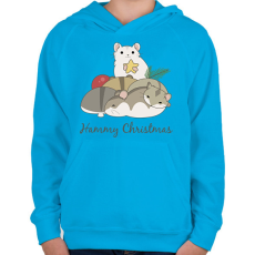 PRINTFASHION Hammy Christmas - Gyerek kapucnis pulóver - Azúrkék