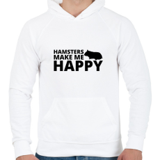 PRINTFASHION Hamsters make me happy - Férfi kapucnis pulóver - Fehér