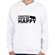 PRINTFASHION Hamsters make me happy - Gyerek kapucnis pulóver - Fehér gyerek pulóver, kardigán
