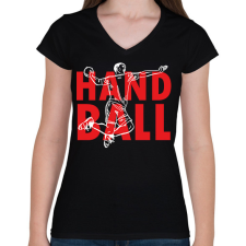 PRINTFASHION Handball - Man - Női V-nyakú póló - Fekete női póló