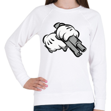 PRINTFASHION Handgun - Női pulóver - Fehér női pulóver, kardigán