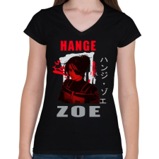 PRINTFASHION HANGE ZOE - Női V-nyakú póló - Fekete női póló
