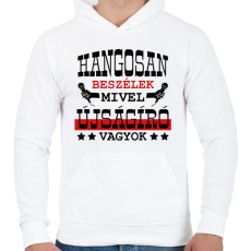 PRINTFASHION Hangosan beszélek - Férfi kapucnis pulóver - Fehér