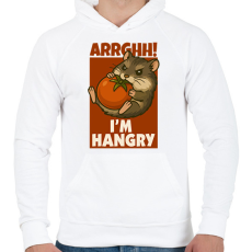 PRINTFASHION Hangry hamster - Férfi kapucnis pulóver - Fehér