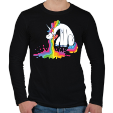 PRINTFASHION Hányó unikornis - Férfi hosszú ujjú póló - Fekete férfi póló