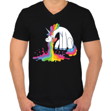 PRINTFASHION Hányó unikornis - Férfi V-nyakú póló - Fekete férfi póló