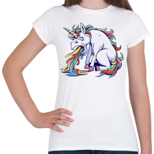 PRINTFASHION Hányós unikornis - Női póló - Fehér női póló