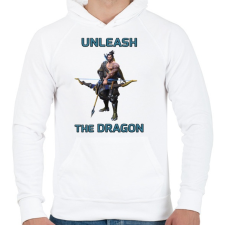 PRINTFASHION Hanzo - Unleash the Dragon - Férfi kapucnis pulóver - Fehér férfi pulóver, kardigán