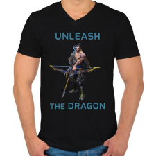 PRINTFASHION Hanzo - Unleash the Dragon - Férfi V-nyakú póló - Fekete férfi póló