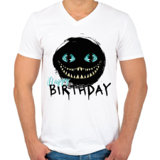 PRINTFASHION Happy Birthday - Horror - Férfi V-nyakú póló - Fehér férfi póló