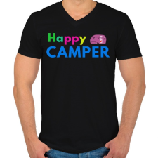 PRINTFASHION HAPPY CAMPER - Férfi V-nyakú póló - Fekete férfi póló