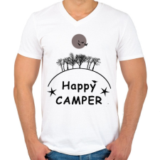 PRINTFASHION HAPPY CAMPER FF - Férfi V-nyakú póló - Fehér férfi póló