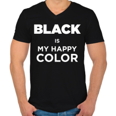 PRINTFASHION Happy color - Férfi V-nyakú póló - Fekete