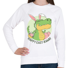 PRINTFASHION Happy East-rawr! - Női pulóver - Fehér női pulóver, kardigán