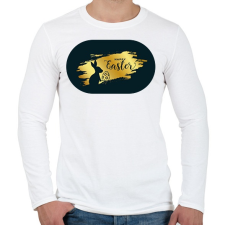 PRINTFASHION Happy easter - Arany-fekete - Férfi hosszú ujjú póló - Fehér férfi póló