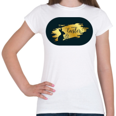 PRINTFASHION Happy easter - Arany-fekete - Női póló - Fehér