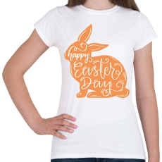 PRINTFASHION Happy Easter Day - Nyuszis minta - Női póló - Fehér