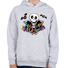 PRINTFASHION Happy Halloween Csontváz - Gyerek kapucnis pulóver - Sport szürke gyerek pulóver, kardigán