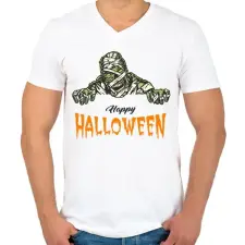 PRINTFASHION Happy Halloween - Férfi V-nyakú póló - Fehér férfi póló