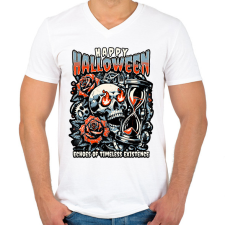PRINTFASHION Happy Halloween - Férfi V-nyakú póló - Fehér férfi póló
