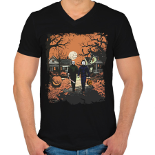 PRINTFASHION Happy Halloween - Férfi V-nyakú póló - Fekete férfi póló