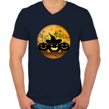 PRINTFASHION Happy Halloween Kör - Férfi V-nyakú póló - Sötétkék férfi póló