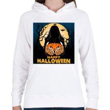 PRINTFASHION Happy Halloween - Női kapucnis pulóver - Fehér női pulóver, kardigán