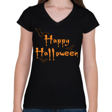 PRINTFASHION Happy Halloween  - Női V-nyakú póló - Fekete