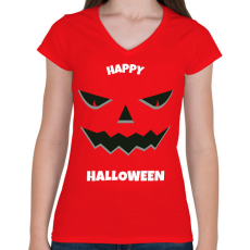 PRINTFASHION HAPPY HALLOWEEN - Női V-nyakú póló - Piros