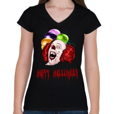 PRINTFASHION happy halloween pennywise - Női V-nyakú póló - Fekete