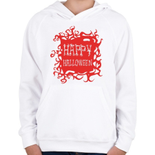 PRINTFASHION Happy Halloween - Piros - Gyerek kapucnis pulóver - Fehér gyerek pulóver, kardigán
