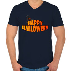 PRINTFASHION Happy Halloween sapkás - Férfi V-nyakú póló - Sötétkék