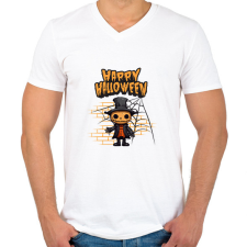 PRINTFASHION Happy Halloween tökfej - Férfi V-nyakú póló - Fehér férfi póló