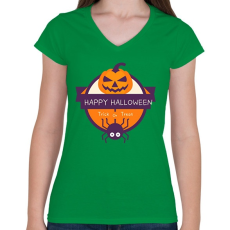 PRINTFASHION Happy Halloween Trick or Treat - Női V-nyakú póló - Zöld
