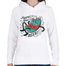 PRINTFASHION Happy New Beer - Női kapucnis pulóver - Fehér