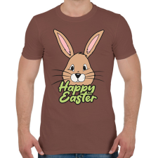 PRINTFASHION Happy nyuszi - Férfi póló - Mogyoróbarna férfi póló