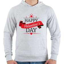 PRINTFASHION Happy Valentine's Day - Férfi kapucnis pulóver - Sport szürke férfi pulóver, kardigán