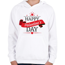 PRINTFASHION Happy Valentine's Day - Gyerek kapucnis pulóver - Fehér