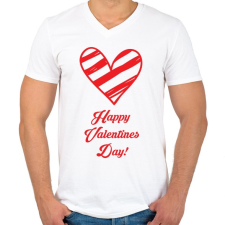 PRINTFASHION Happy Valentines day! - Férfi V-nyakú póló - Fehér férfi póló