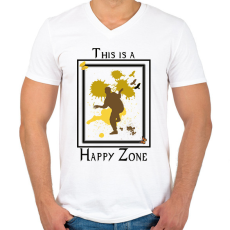 PRINTFASHION happy zone - Férfi V-nyakú póló - Fehér