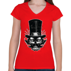 PRINTFASHION Harag - Női V-nyakú póló - Piros