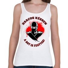 PRINTFASHION HARCOS KÉZBEN - Női atléta - Fehér női trikó