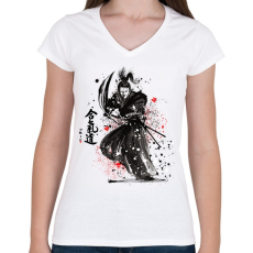 PRINTFASHION harcos - Női V-nyakú póló - Fehér