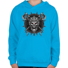 PRINTFASHION Harcos Viking - Gyerek kapucnis pulóver - Azúrkék gyerek pulóver, kardigán