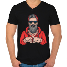PRINTFASHION HARD LIFE - Férfi V-nyakú póló - Fekete