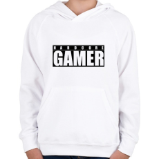 PRINTFASHION Hardcore Gamer  - Gyerek kapucnis pulóver - Fehér