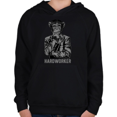 PRINTFASHION Hardworker - Gyerek kapucnis pulóver - Fekete